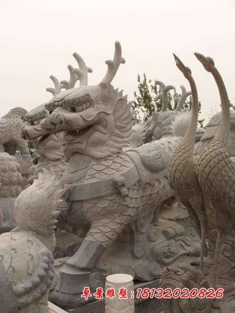 仿古麒麟石雕门口镇宅神兽石雕 
