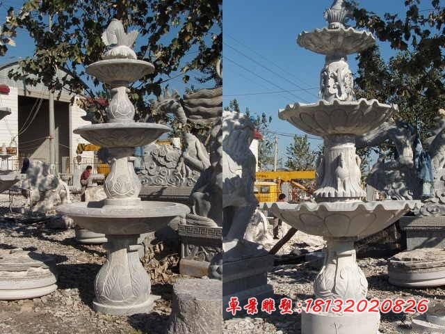 仿古三层喷泉石雕 公园石雕喷泉
