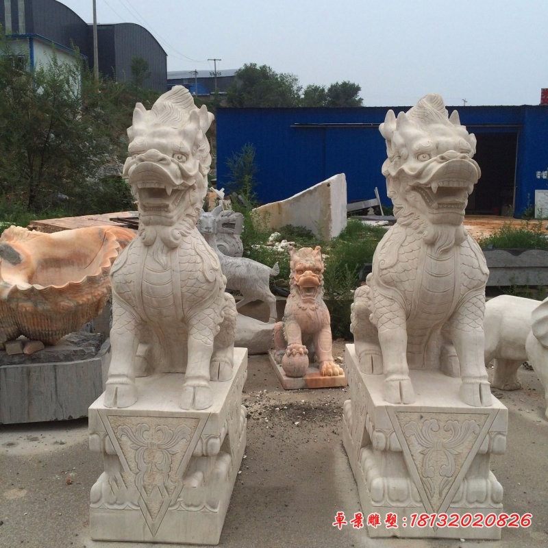 仿古坐式麒麟石雕门口镇宅神兽石雕