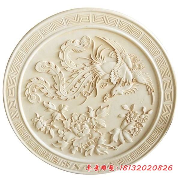 凤凰牡丹花石浮雕 酒店壁画石浮雕