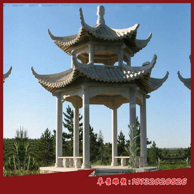 公园大理石六角凉亭 景观石雕 