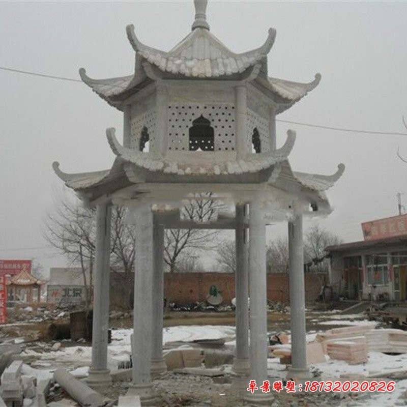 公园大理石六角凉亭 景观石雕 