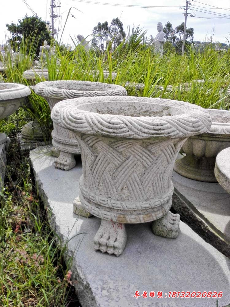 公园仿古花盆石雕园林景观石雕