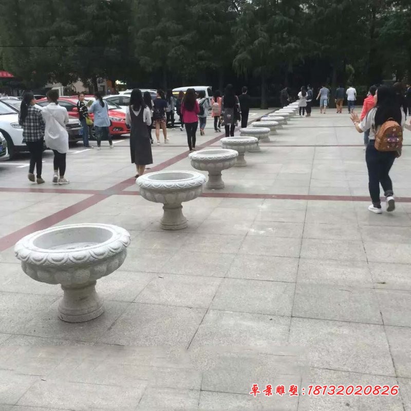 公园花盆石雕 大理石花盆雕塑