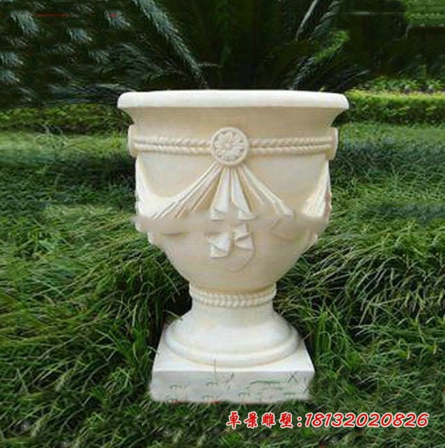 公园花盆石雕 大理石欧式花盆