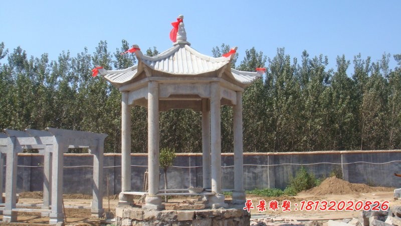 公园六角凉亭石雕大理石凉亭雕塑