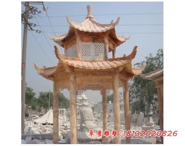 公园晚霞红凉亭 石雕凉亭