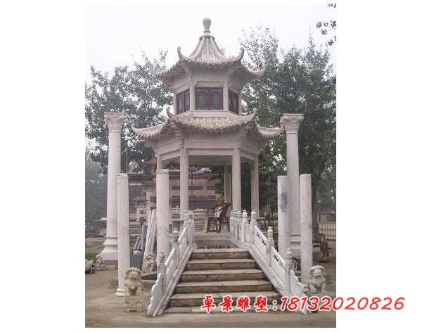 公园晚霞红凉亭 石雕凉亭 