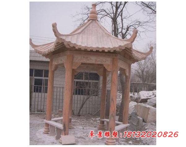 晚霞红凉亭 石雕凉亭