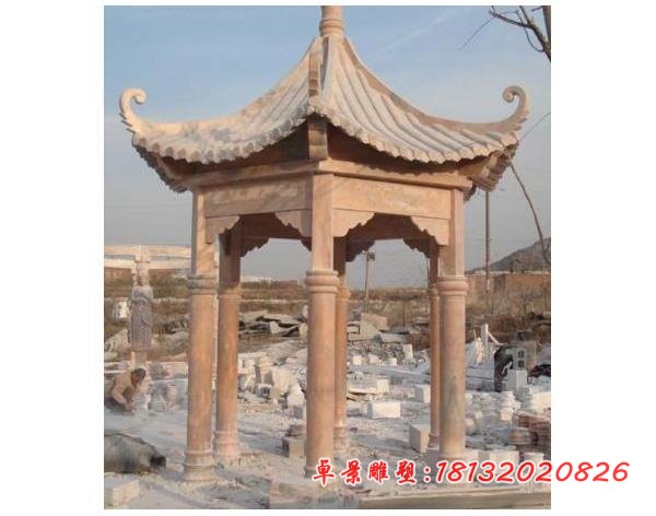 公园晚霞红凉亭 石雕凉亭