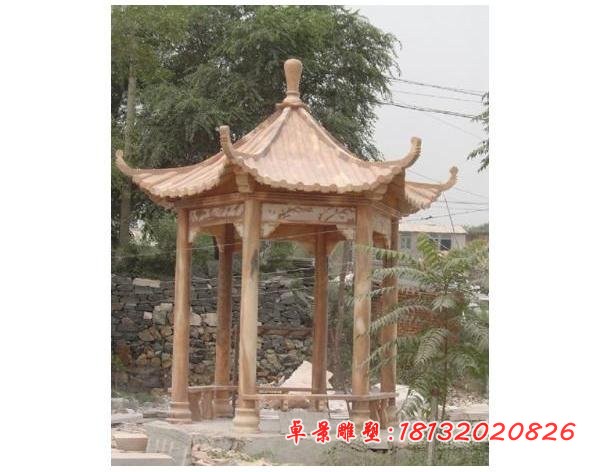 公园晚霞红凉亭 石雕凉亭 