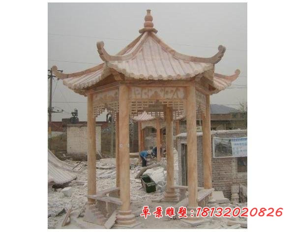 公园晚霞红凉亭 石雕凉亭