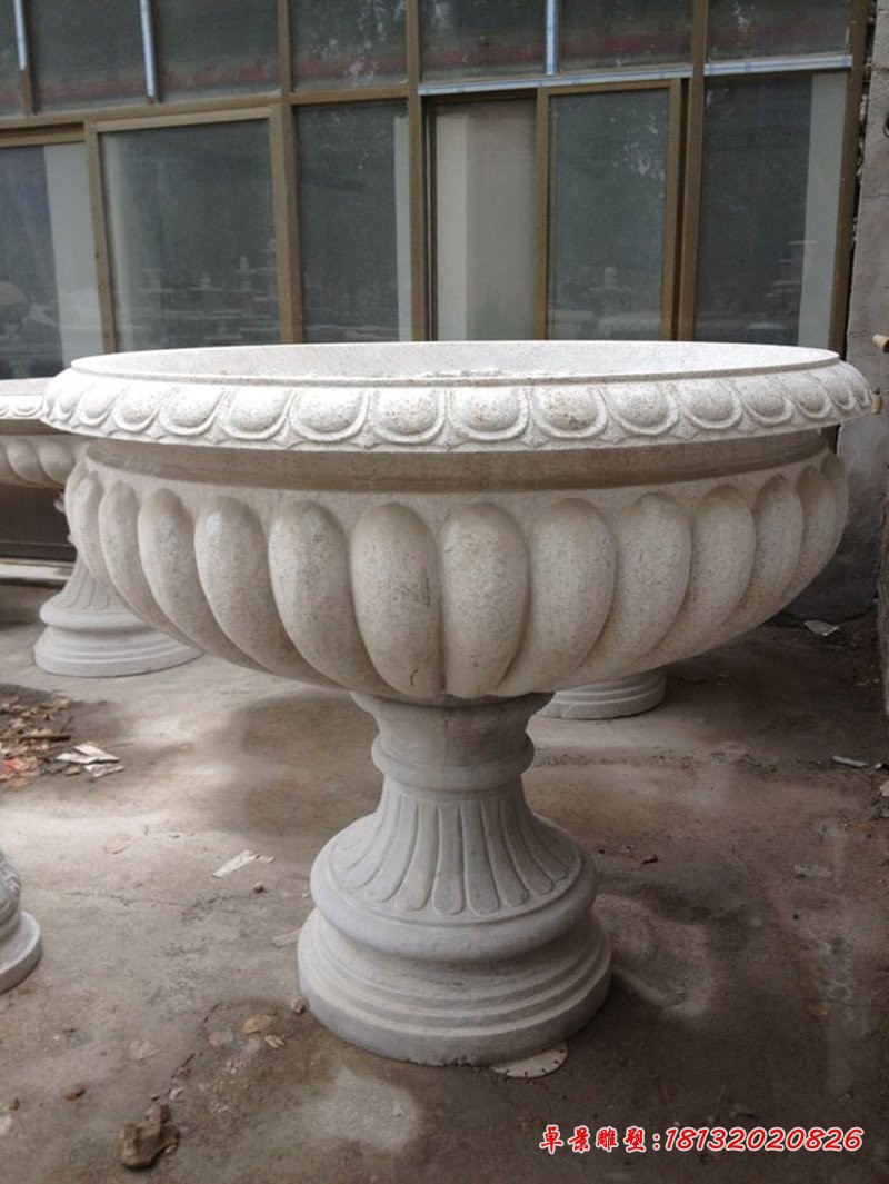 广场大理石花盆景观石雕 
