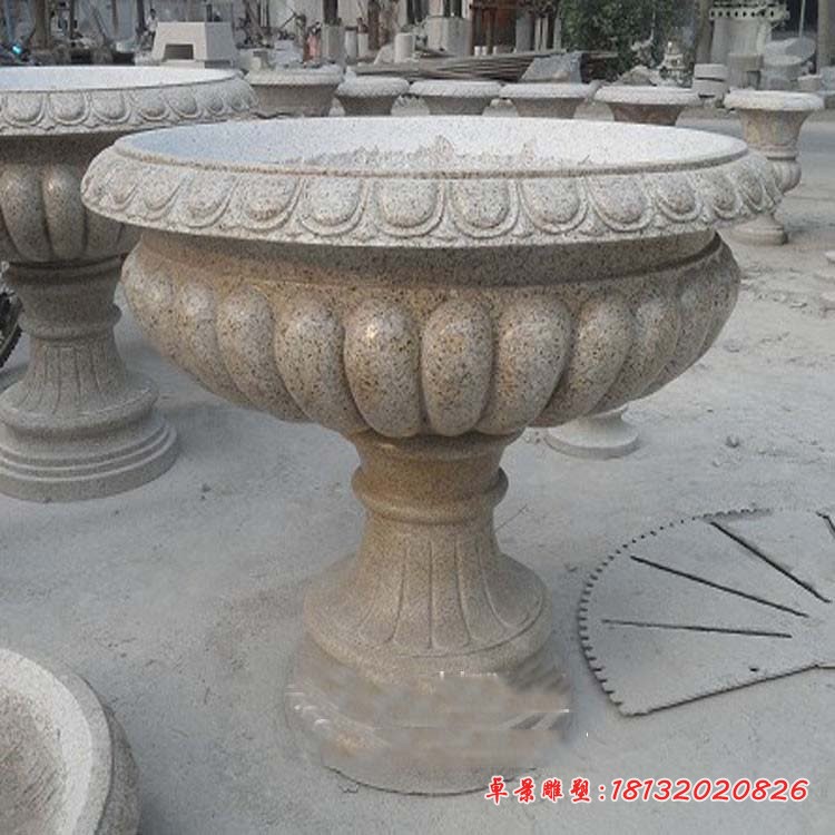 广场大理石花盆景观石雕 