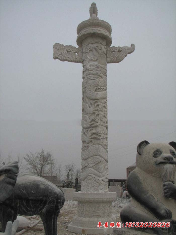 广场华表石雕 大理石盘龙柱