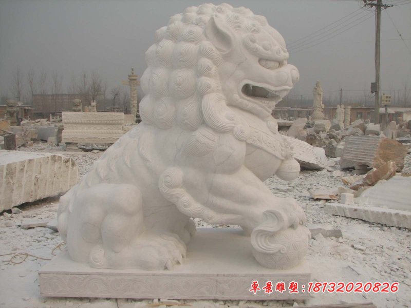 北京狮石雕汉白玉看门狮子