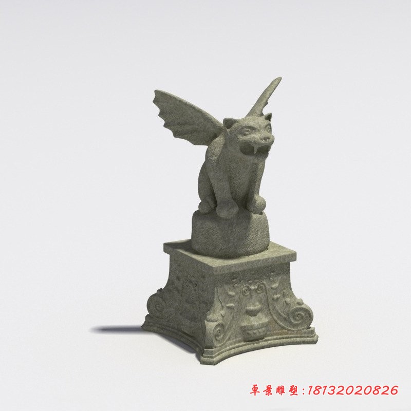 蝙蝠石雕，公园动物石雕