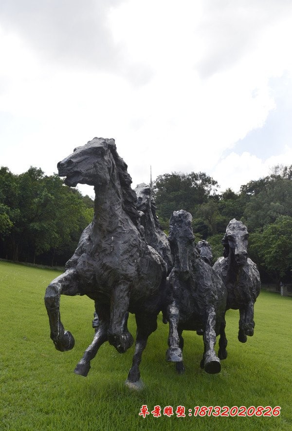 抽象奔马石雕，公园动物石雕