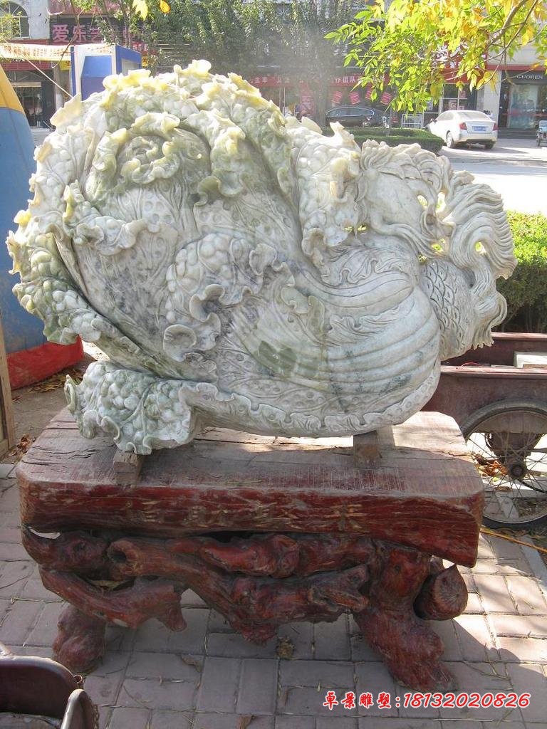 大白菜石雕，招财白菜雕塑