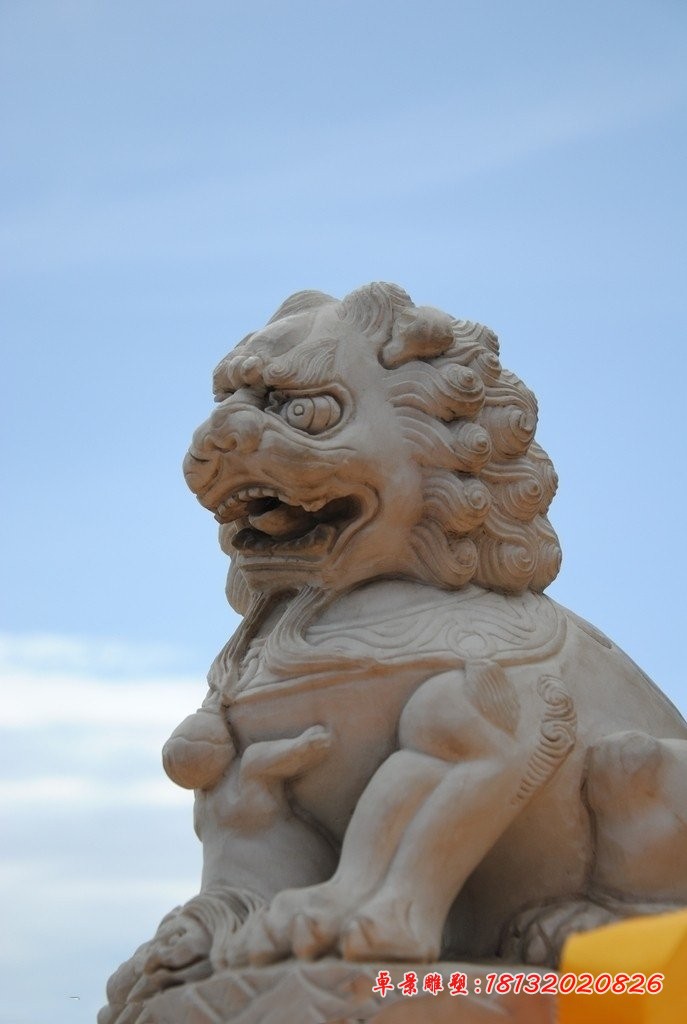 大理石北京狮，看门狮子石雕