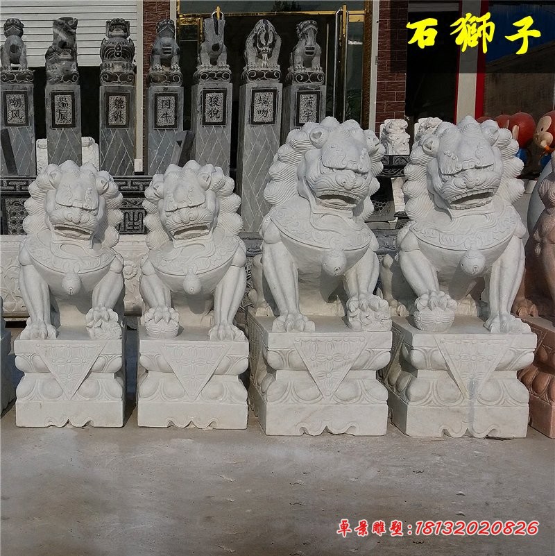 大理石北京狮看门狮子石雕 (2)