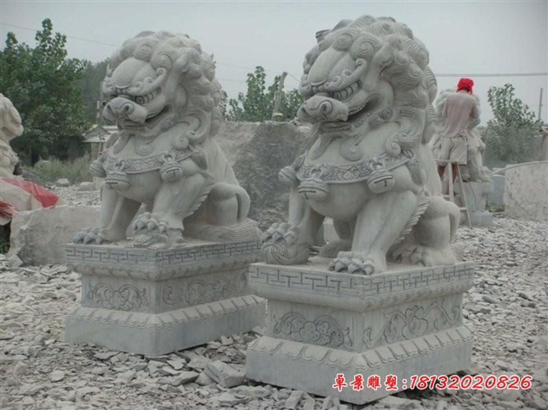 大理石狮子石雕，看门狮子雕塑