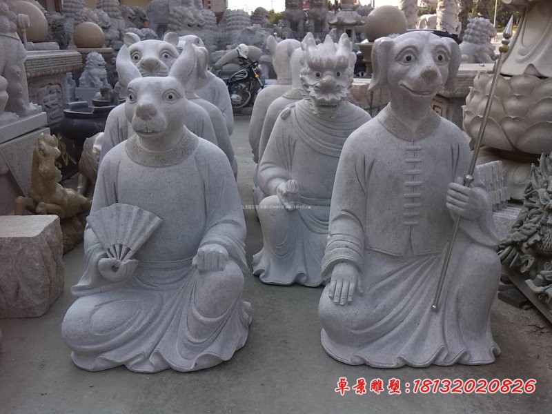 大理石十二生肖雕塑，公园景观石雕 