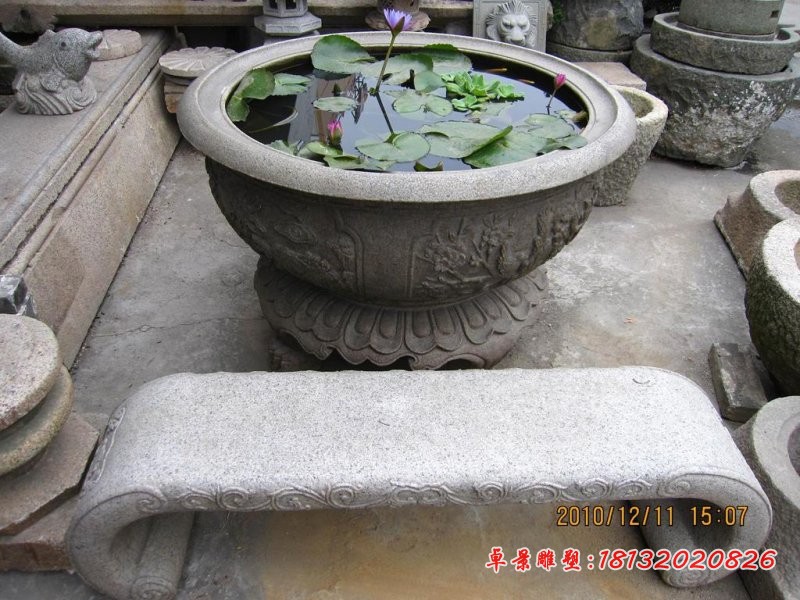 大理石水缸，公园景观石雕