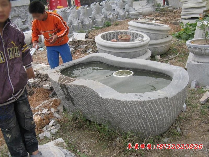 大理石水缸雕塑，园林景观石雕