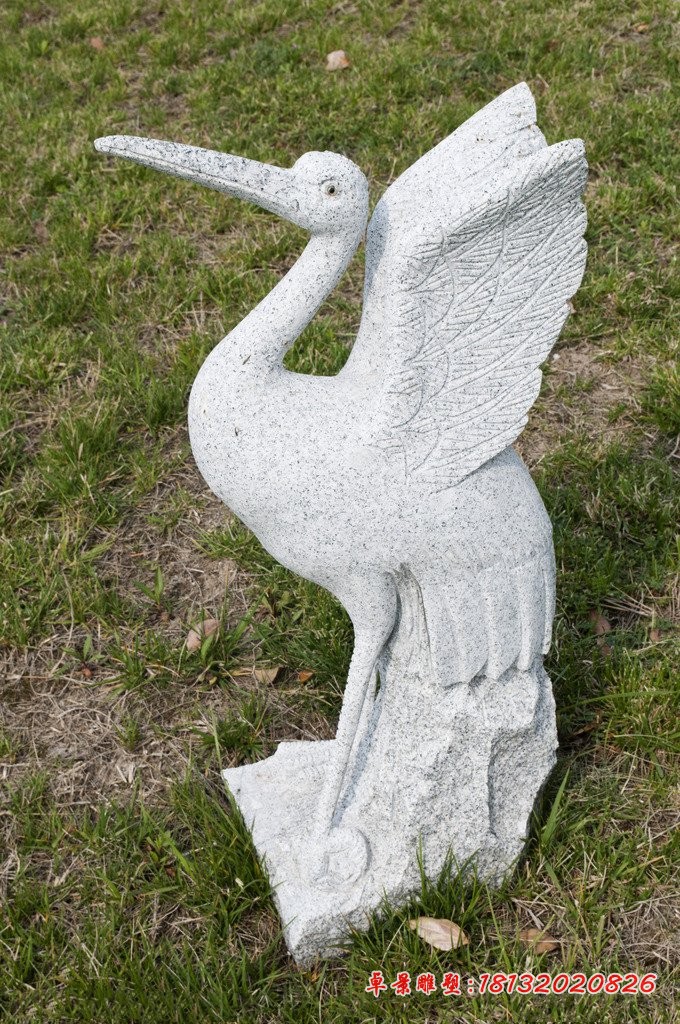 大理石仙鹤雕塑，动物石雕 (3)