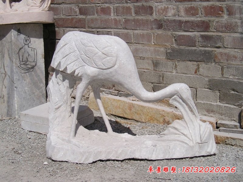 大理石仙鹤，动物石雕