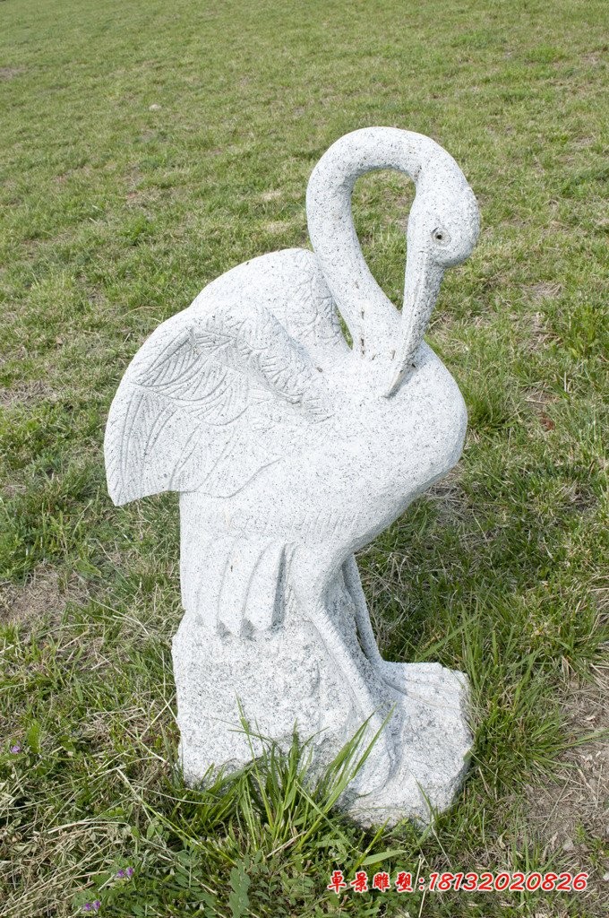 大理石仙鹤雕塑，动物石雕