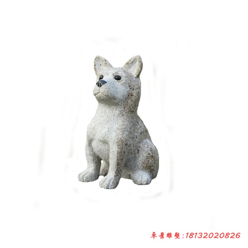 大理石小哈士奇狗雕塑，公园动物石雕 