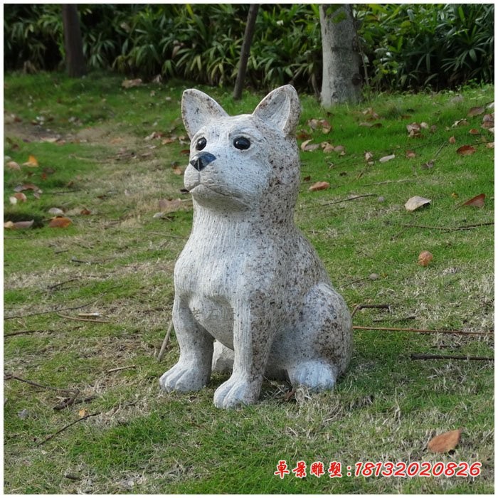 大理石小哈士奇狗雕塑，公园动物石雕 