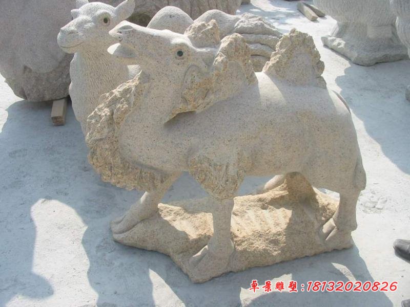 大理石小骆驼石雕，公园动物石雕