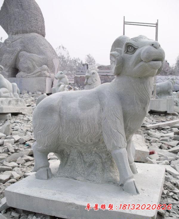 大理石羊雕塑，公园动物石雕