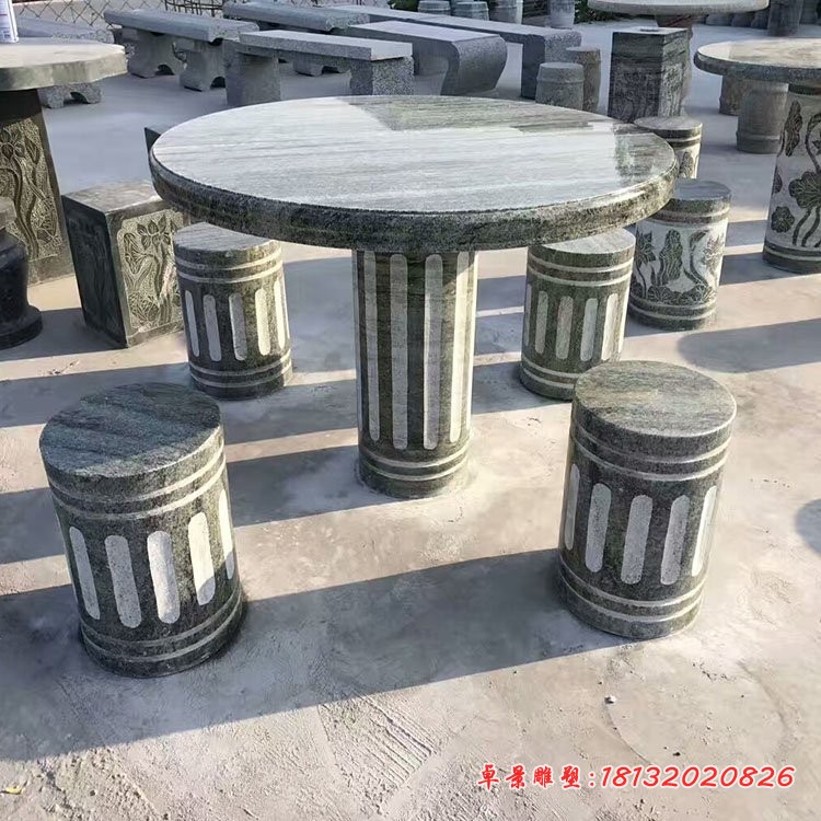 大理石圆桌凳公园桌凳石雕