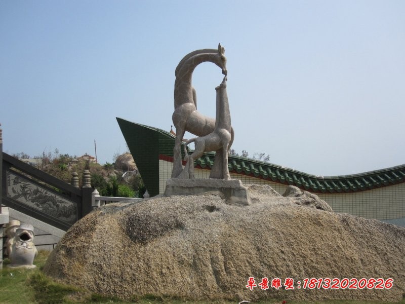 大理石长颈鹿，动物石雕