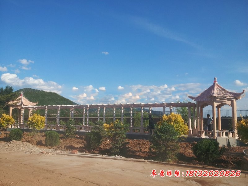 大理石长廊石雕，公园石雕长廊