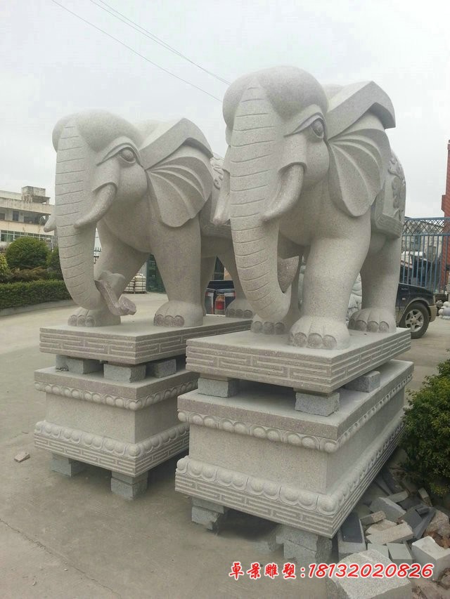 大理石招财如意大象石雕，门口大象雕塑