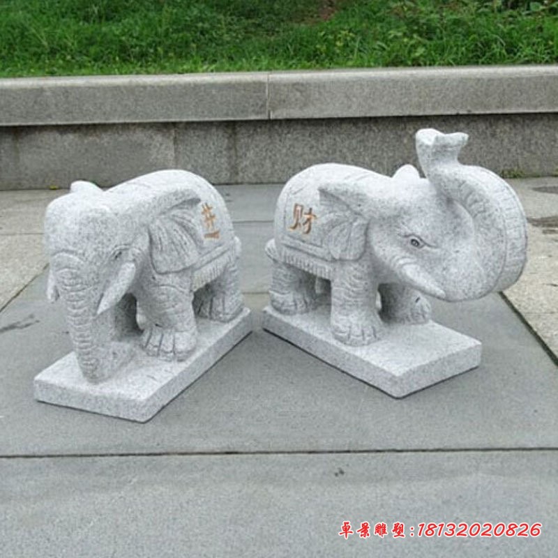 大理石招财进宝小象，招财动物石雕 