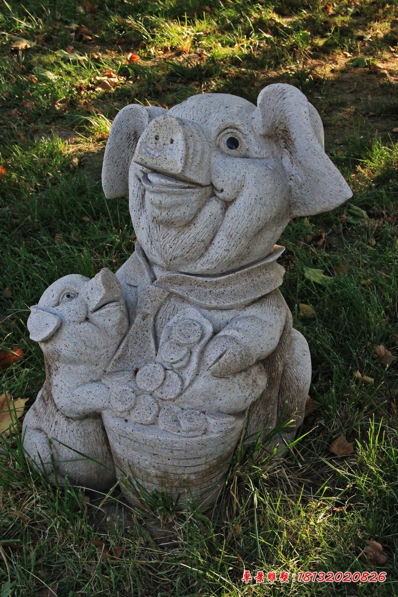 大理石招财猪，公园动物石雕