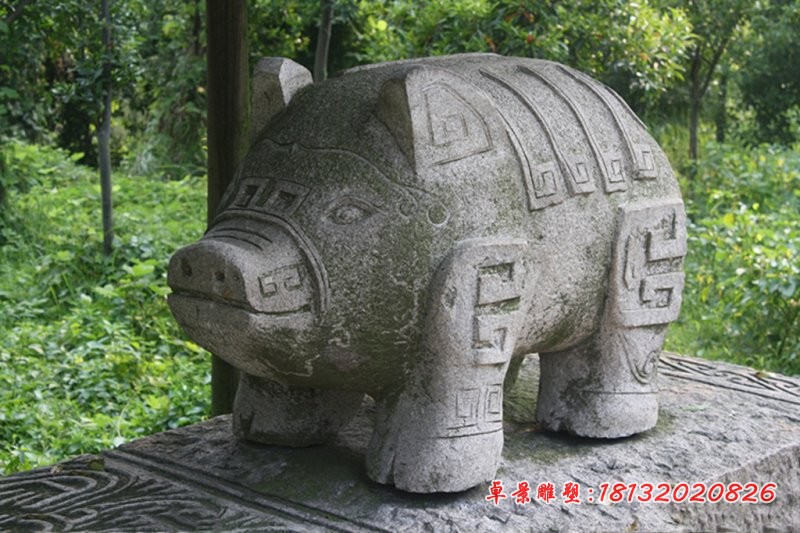 大理石猪雕塑，公园动物石雕