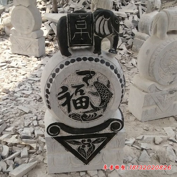 大象抱鼓石仿古门墩