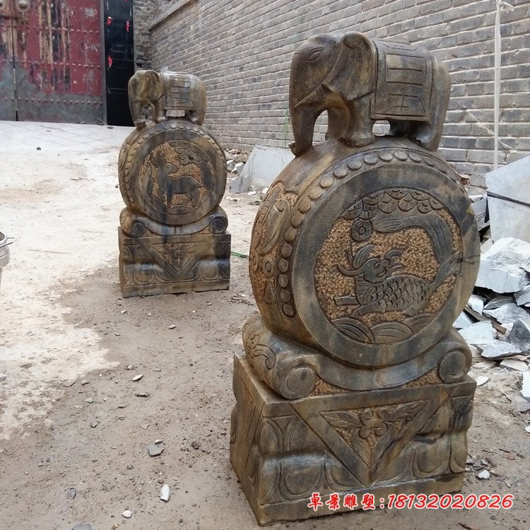 大象门墩仿古抱鼓石