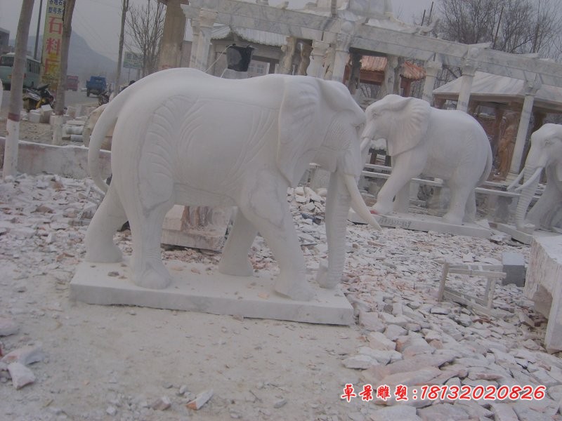 大象石雕，公园动物雕塑