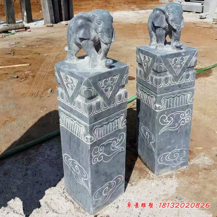 大象拴马柱石雕仿古拴马柱雕塑