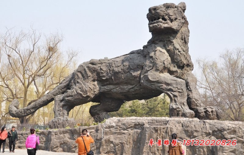 大型抽象老虎石雕，广场景观石雕 