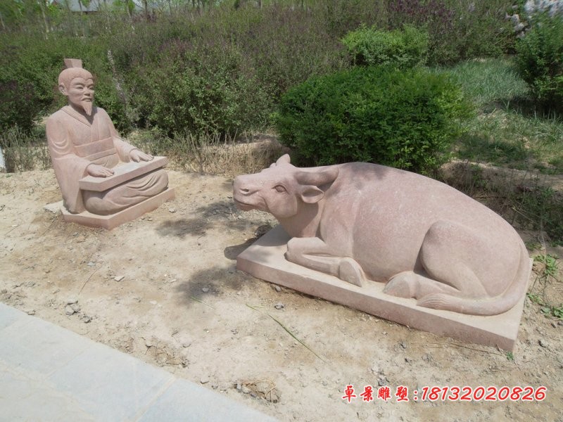 对牛弹琴石雕，公园景观石雕 