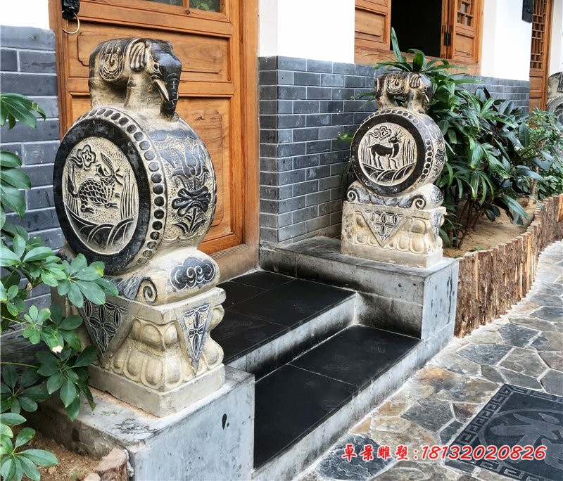 仿古大象门墩门口抱鼓石 